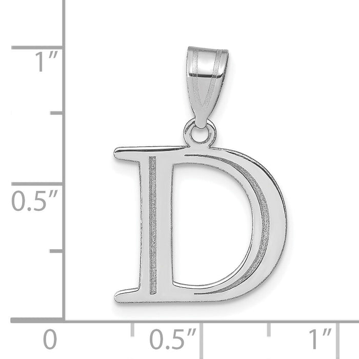 14kw Polished Etched Letter D Initial Pendant-YC1437WD