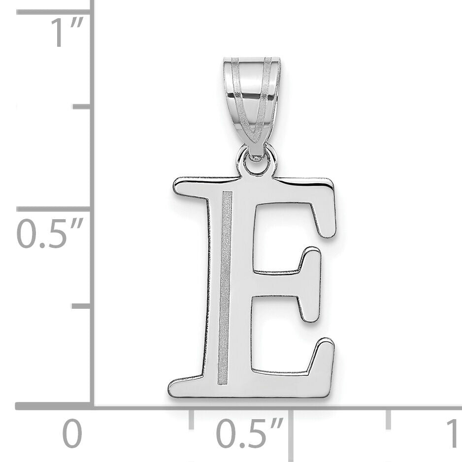 14kw Polished Etched Letter E Initial Pendant-YC1437WE