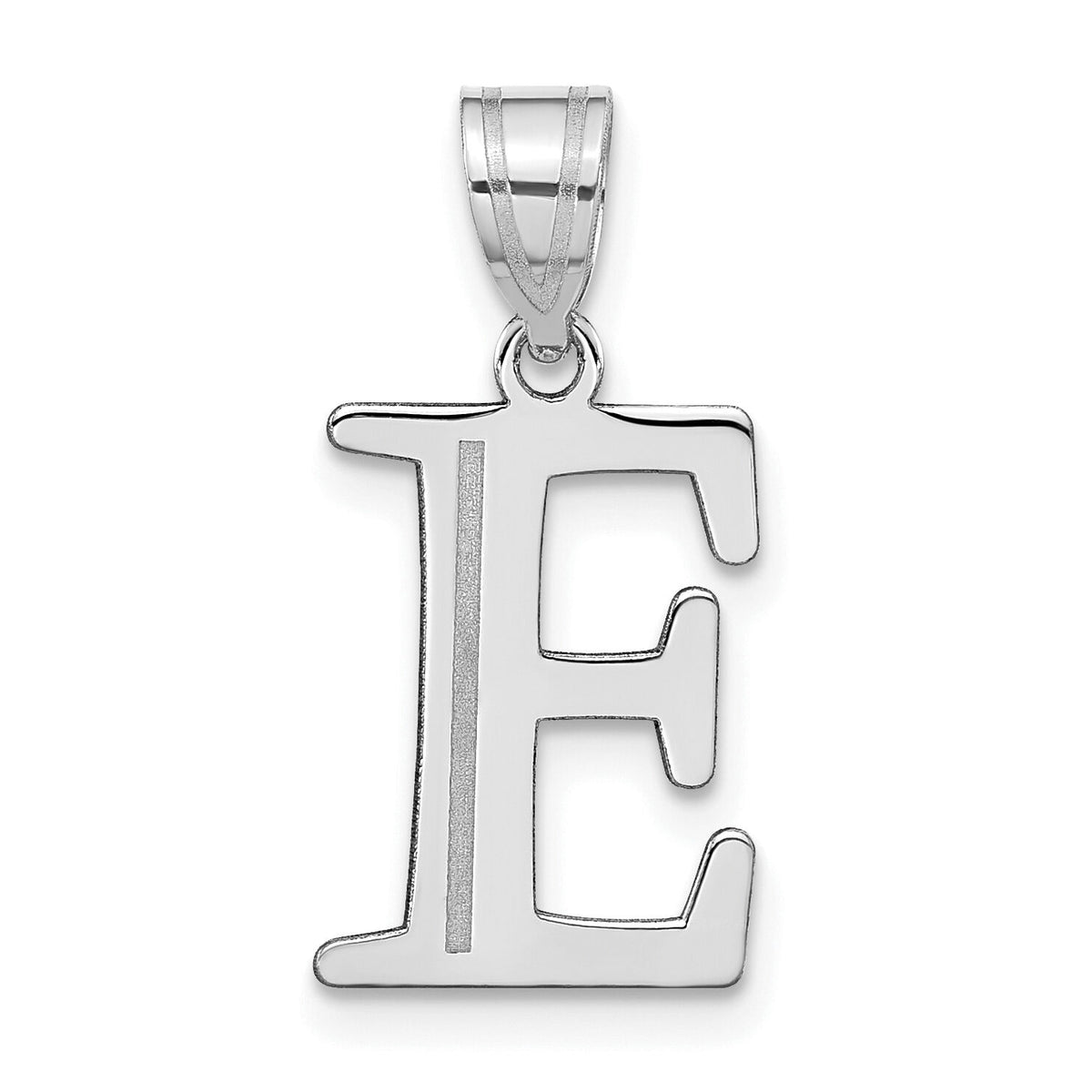 14kw Polished Etched Letter E Initial Pendant-YC1437WE