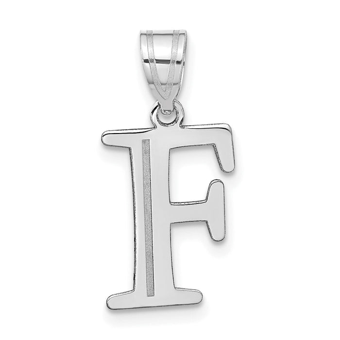 14kw Polished Etched Letter F Initial Pendant-YC1437WF