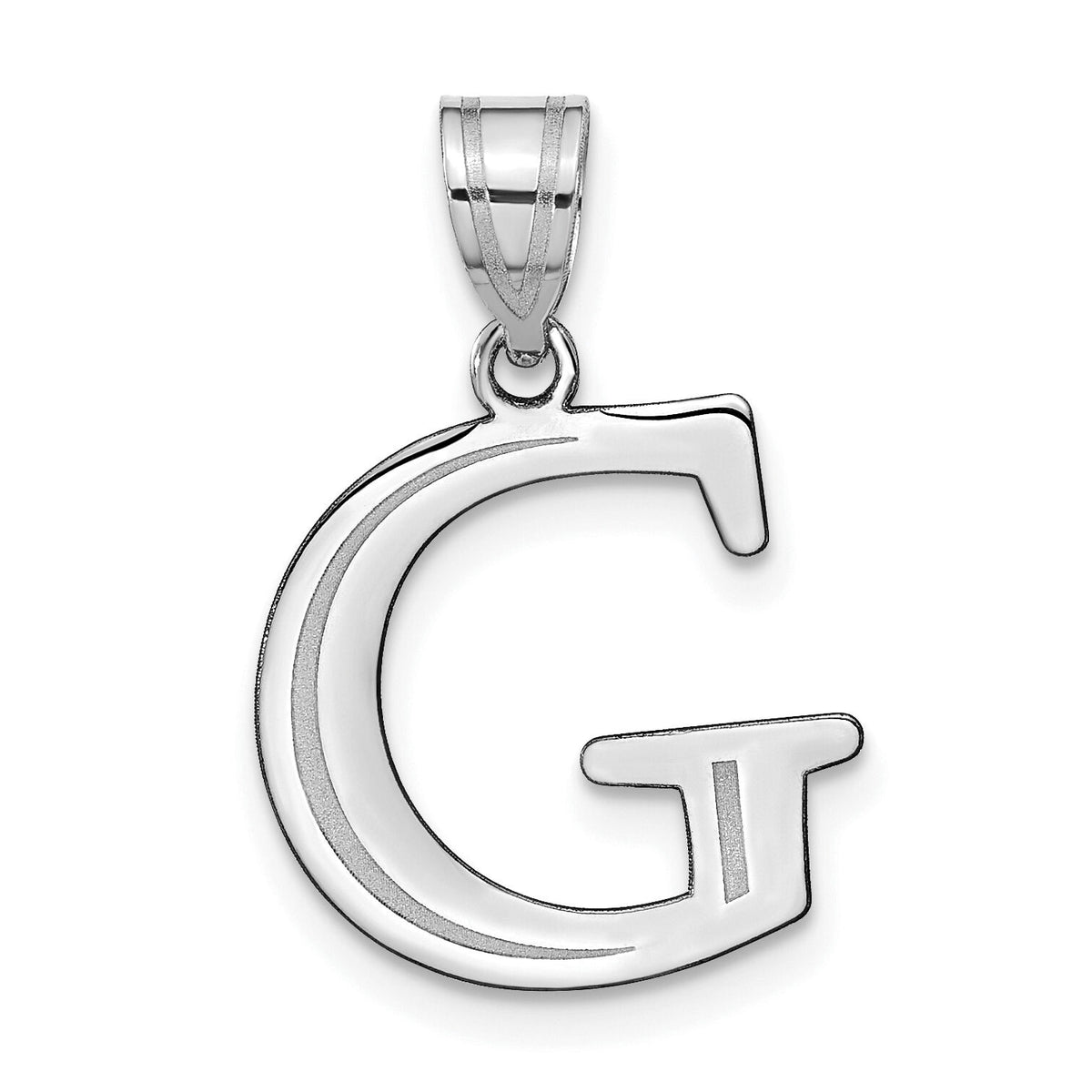 14kw Polished Etched Letter G Initial Pendant-YC1437WG