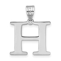 14kw Polished Etched Letter H Initial Pendant-YC1437WH