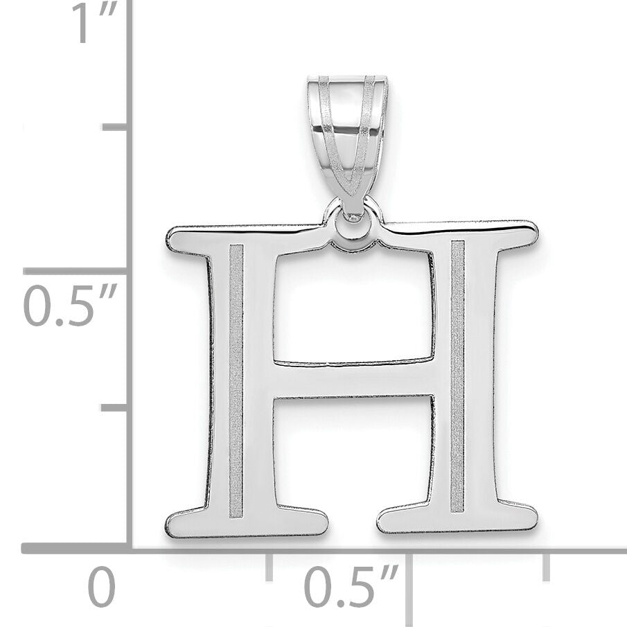 14kw Polished Etched Letter H Initial Pendant-YC1437WH