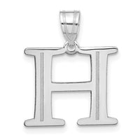 14kw Polished Etched Letter H Initial Pendant-YC1437WH