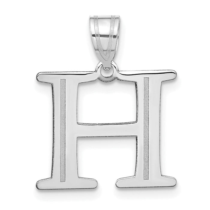 14kw Polished Etched Letter H Initial Pendant-YC1437WH