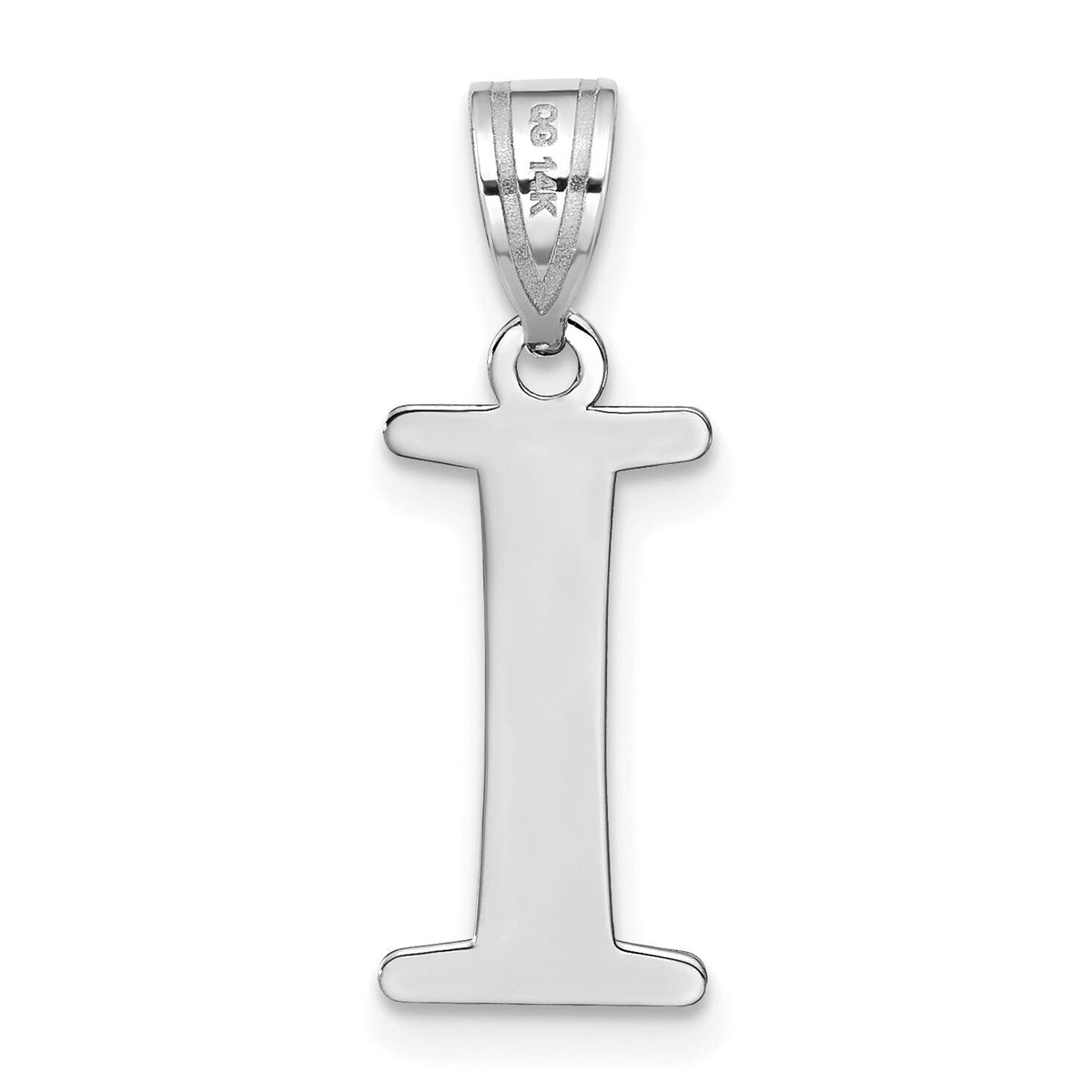 14kw Polished Etched Letter I Initial Pendant-YC1437WI