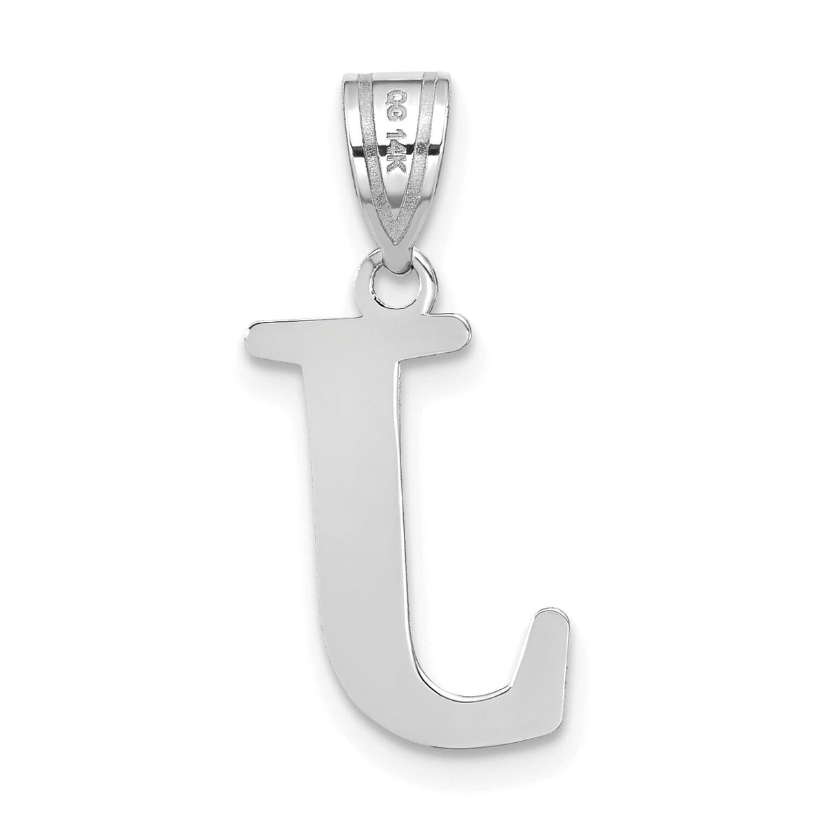 14kw Polished Etched Letter J Initial Pendant-YC1437WJ