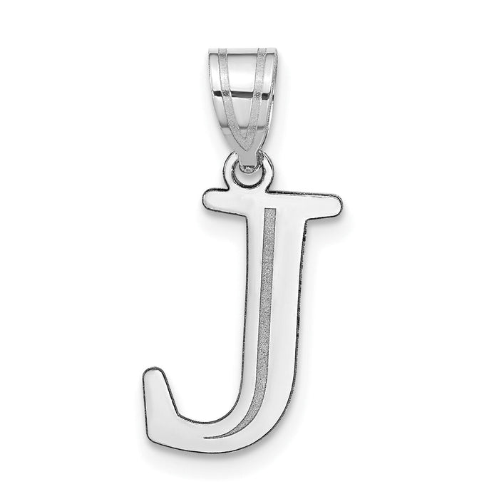 14kw Polished Etched Letter J Initial Pendant-YC1437WJ