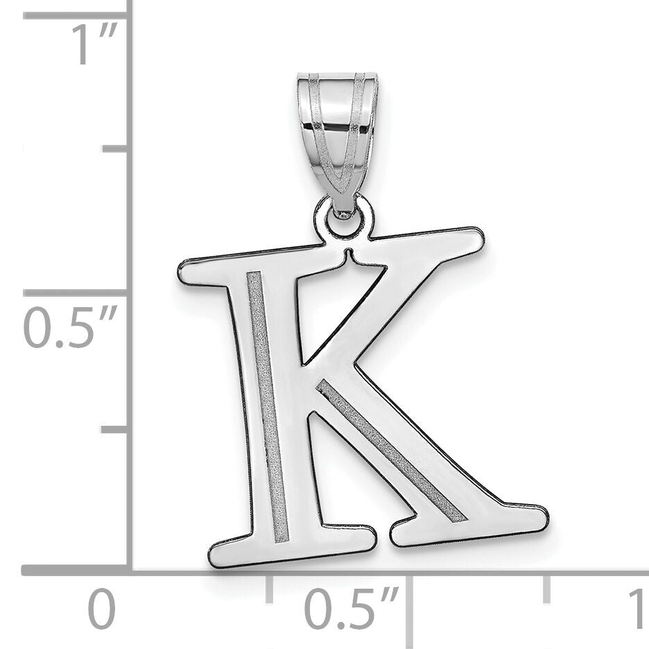 14kw Polished Etched Letter K Initial Pendant-YC1437WK