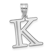 14kw Polished Etched Letter K Initial Pendant-YC1437WK