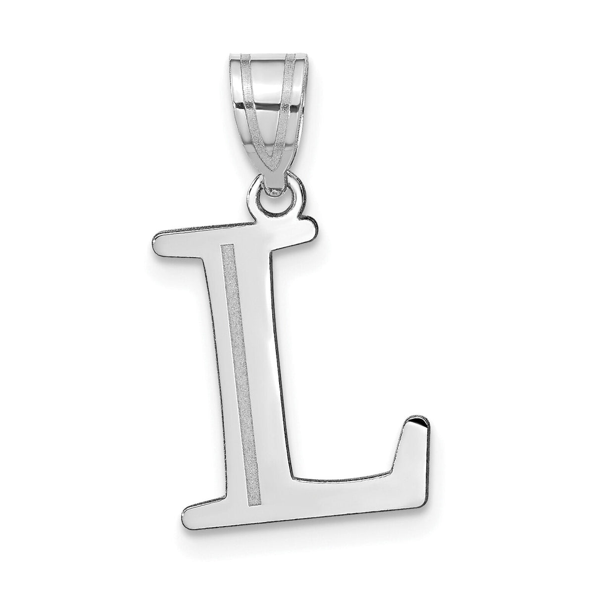 14kw Polished Etched Letter L Initial Pendant-YC1437WL