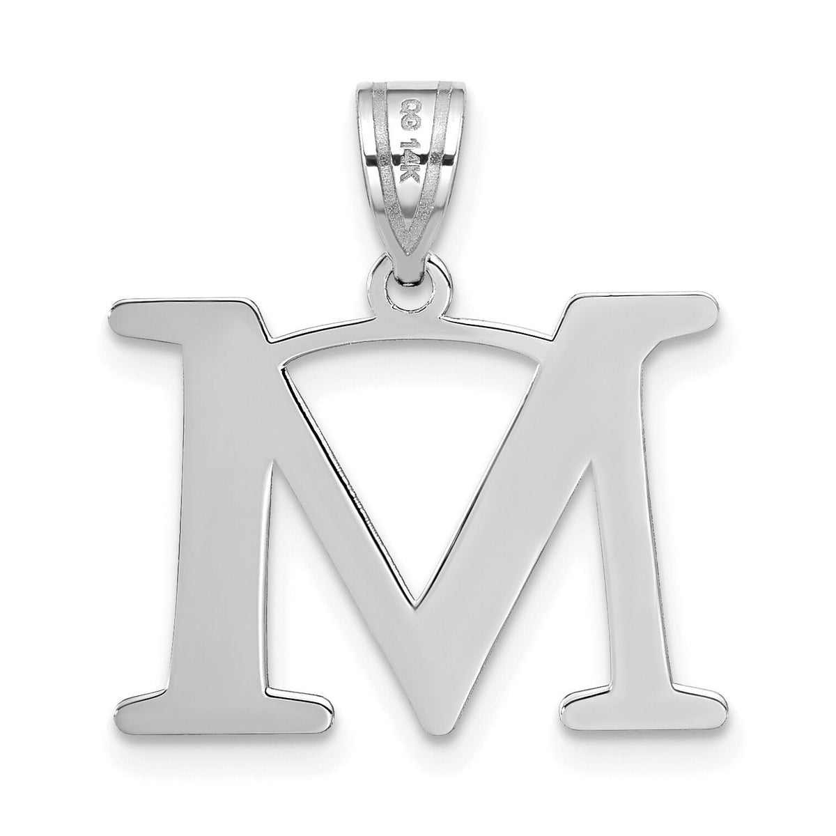 14kw Polished Etched Letter M Initial Pendant-YC1437WM
