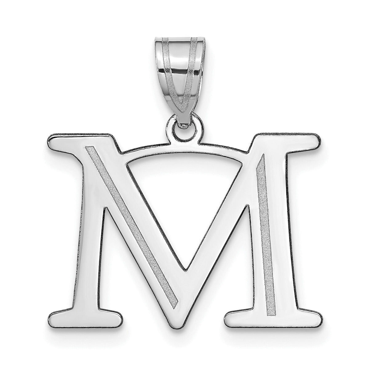 14kw Polished Etched Letter M Initial Pendant-YC1437WM