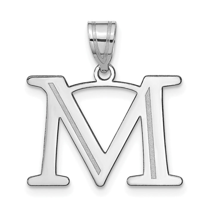 14kw Polished Etched Letter M Initial Pendant-YC1437WM