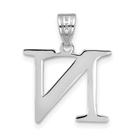 14kw Polished Etched Letter N Initial Pendant-YC1437WN