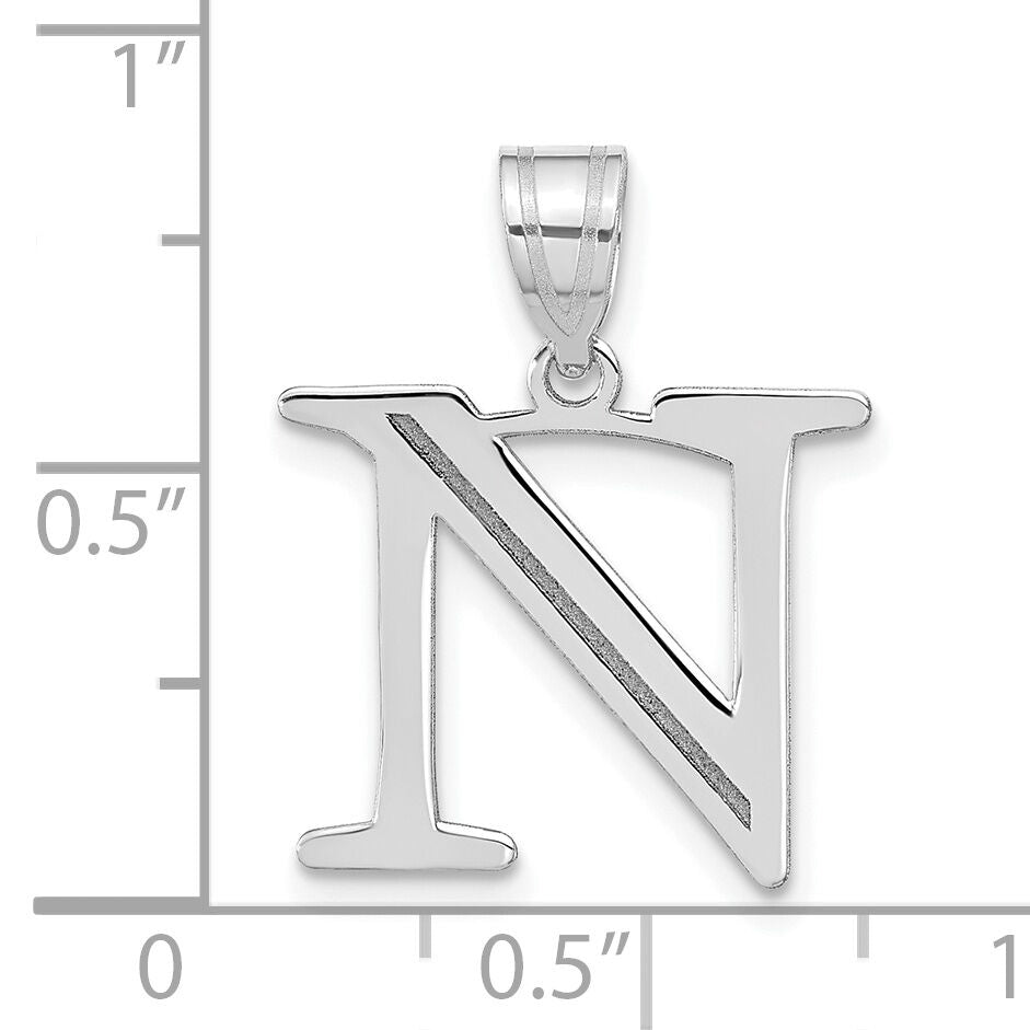 14kw Polished Etched Letter N Initial Pendant-YC1437WN