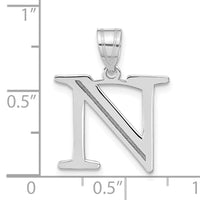 14kw Polished Etched Letter N Initial Pendant-YC1437WN