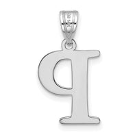 14kw Polished Etched Letter P Initial Pendant-YC1437WP
