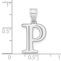 14kw Polished Etched Letter P Initial Pendant-YC1437WP