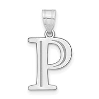14kw Polished Etched Letter P Initial Pendant-YC1437WP
