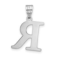 14kw Polished Etched Letter R Initial Pendant-YC1437WR