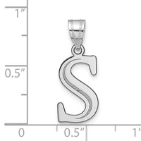 14kw Polished Etched Letter S Initial Pendant-YC1437WS