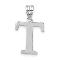 14kw Polished Etched Letter T Initial Pendant-YC1437WT