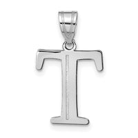 14kw Polished Etched Letter T Initial Pendant-YC1437WT