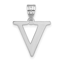 14kw Polished Etched Letter V Initial Pendant-YC1437WV
