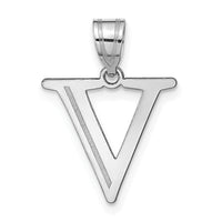 14kw Polished Etched Letter V Initial Pendant-YC1437WV