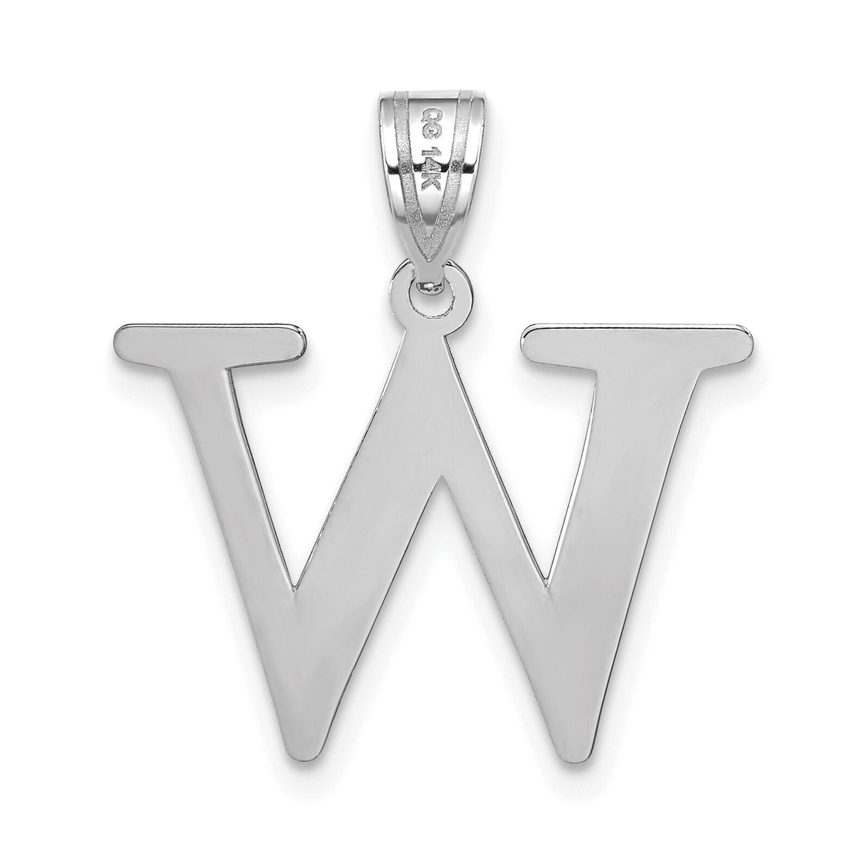 14kw Polished Etched Letter W Initial Pendant-YC1437WW