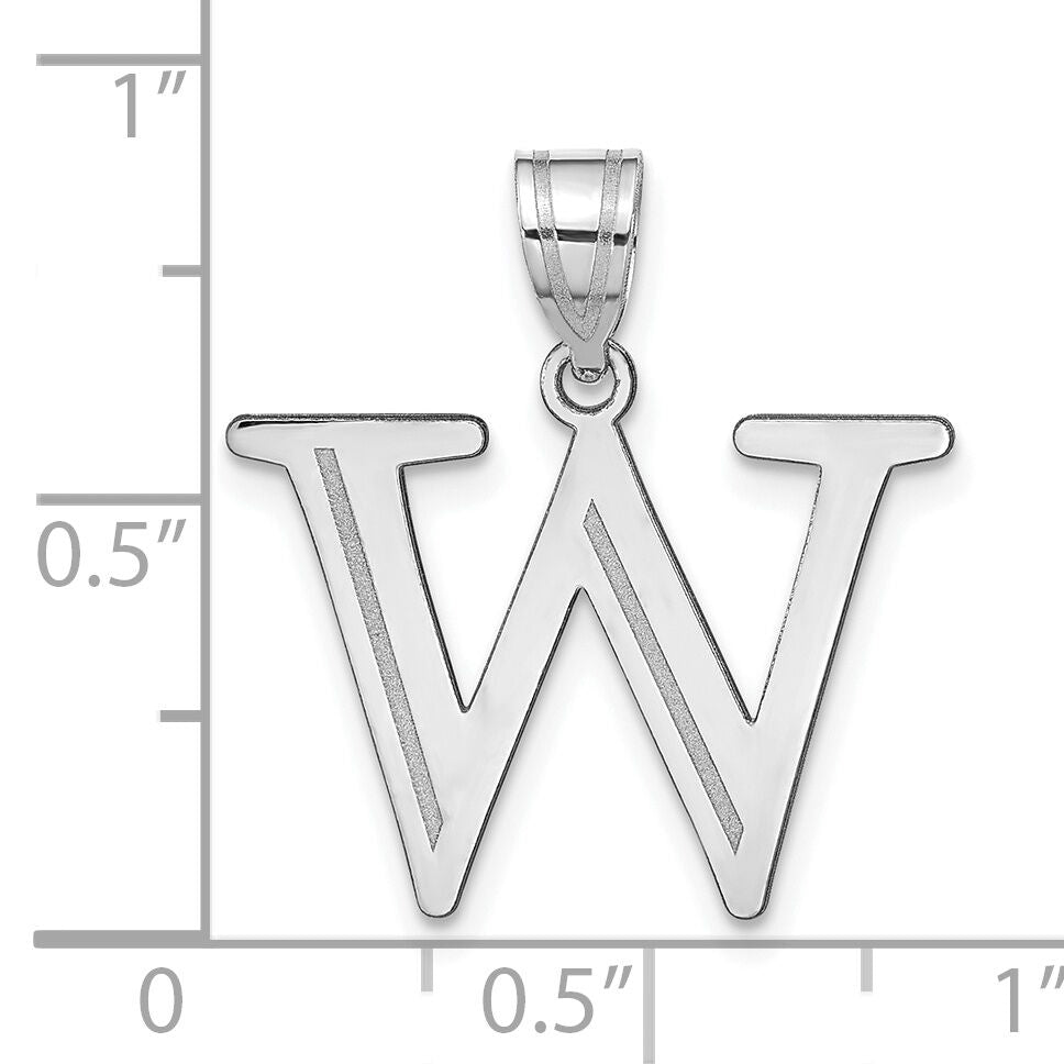 14kw Polished Etched Letter W Initial Pendant-YC1437WW