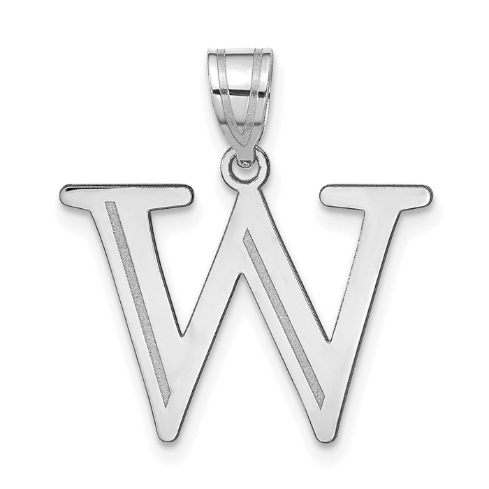14kw Polished Etched Letter W Initial Pendant-YC1437WW