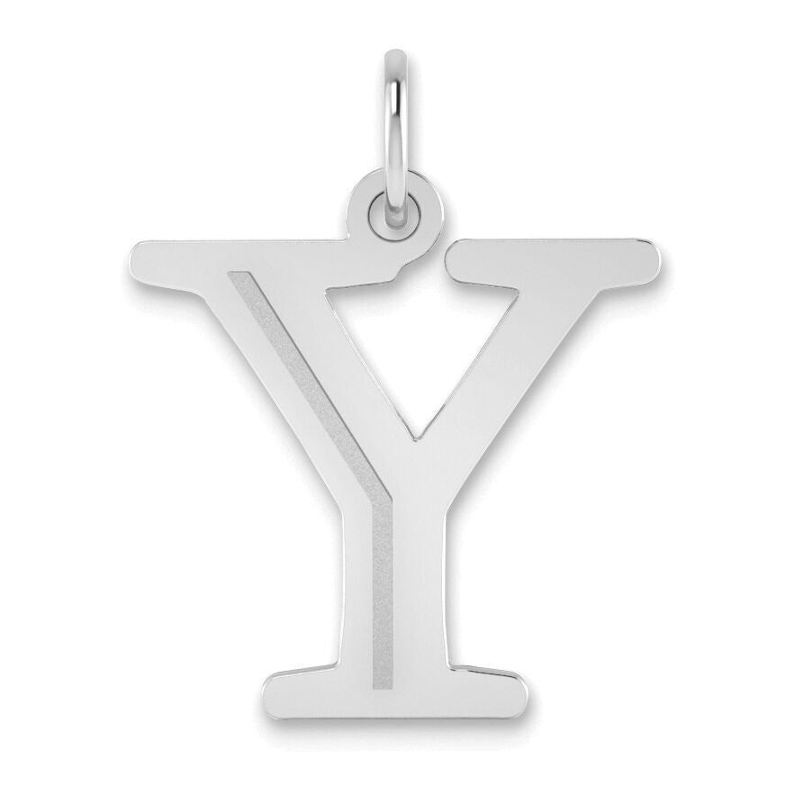 14kw Polished Etched Letter Y Initial Pendant-YC1437WY