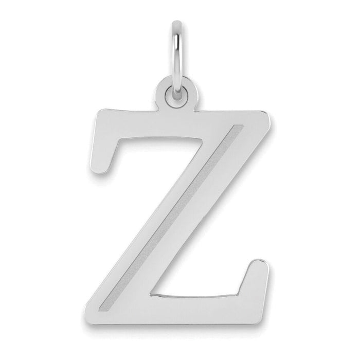 14kw Polished Etched Letter Z Initial Pendant-YC1437WZ