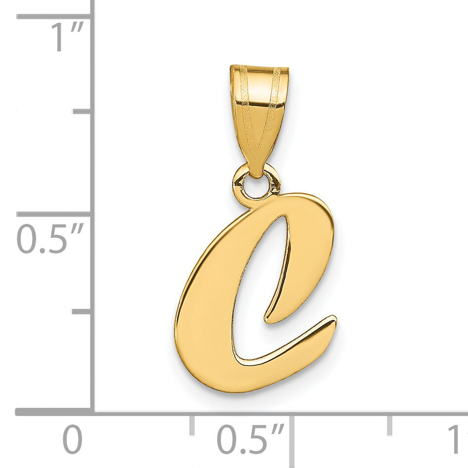 14k Polished Script Letter C Initial Pendant-YC1438C