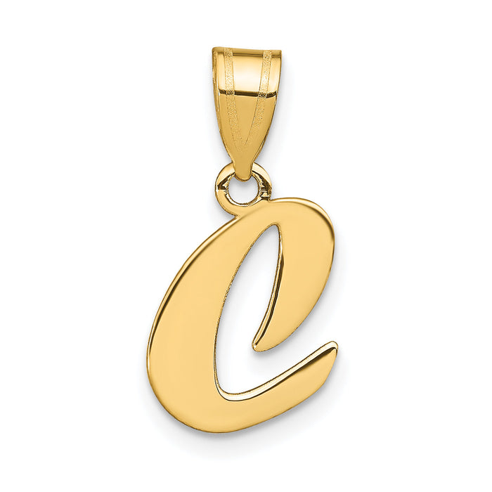 14k Polished Script Letter C Initial Pendant-YC1438C