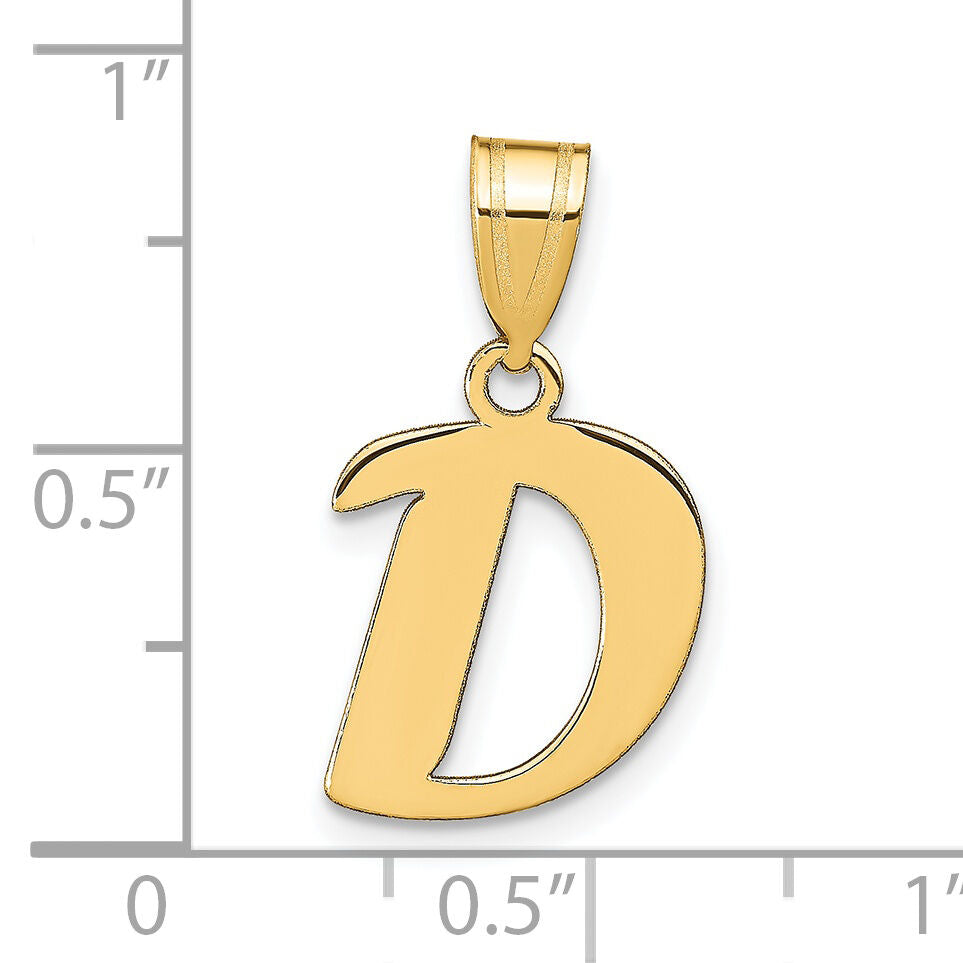 14k Polished Script Letter D Initial Pendant-YC1438D