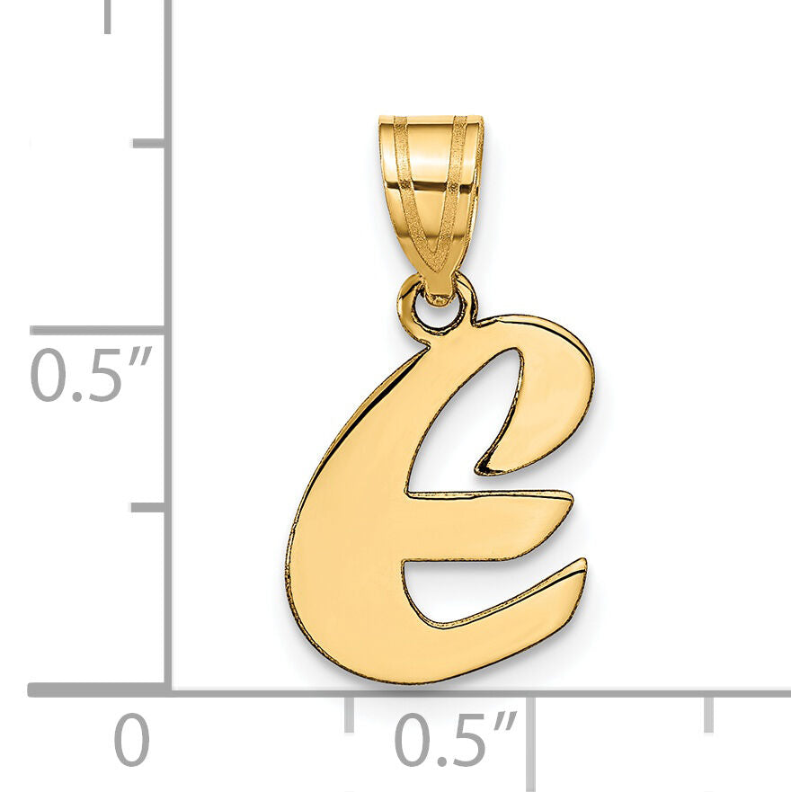 14k Polished Script Letter E Initial Pendant-YC1438E