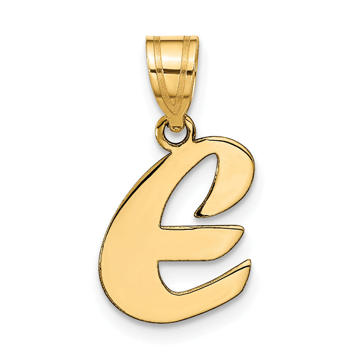 14k Polished Script Letter E Initial Pendant-YC1438E