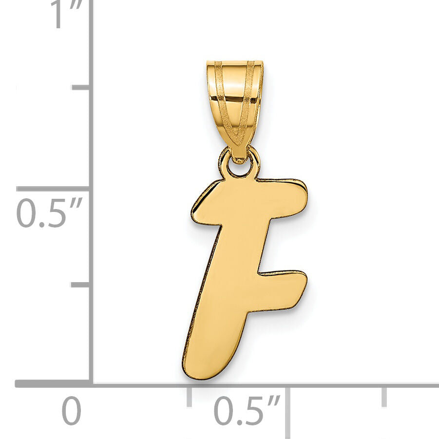 14k Polished Script Letter F Initial Pendant-YC1438F