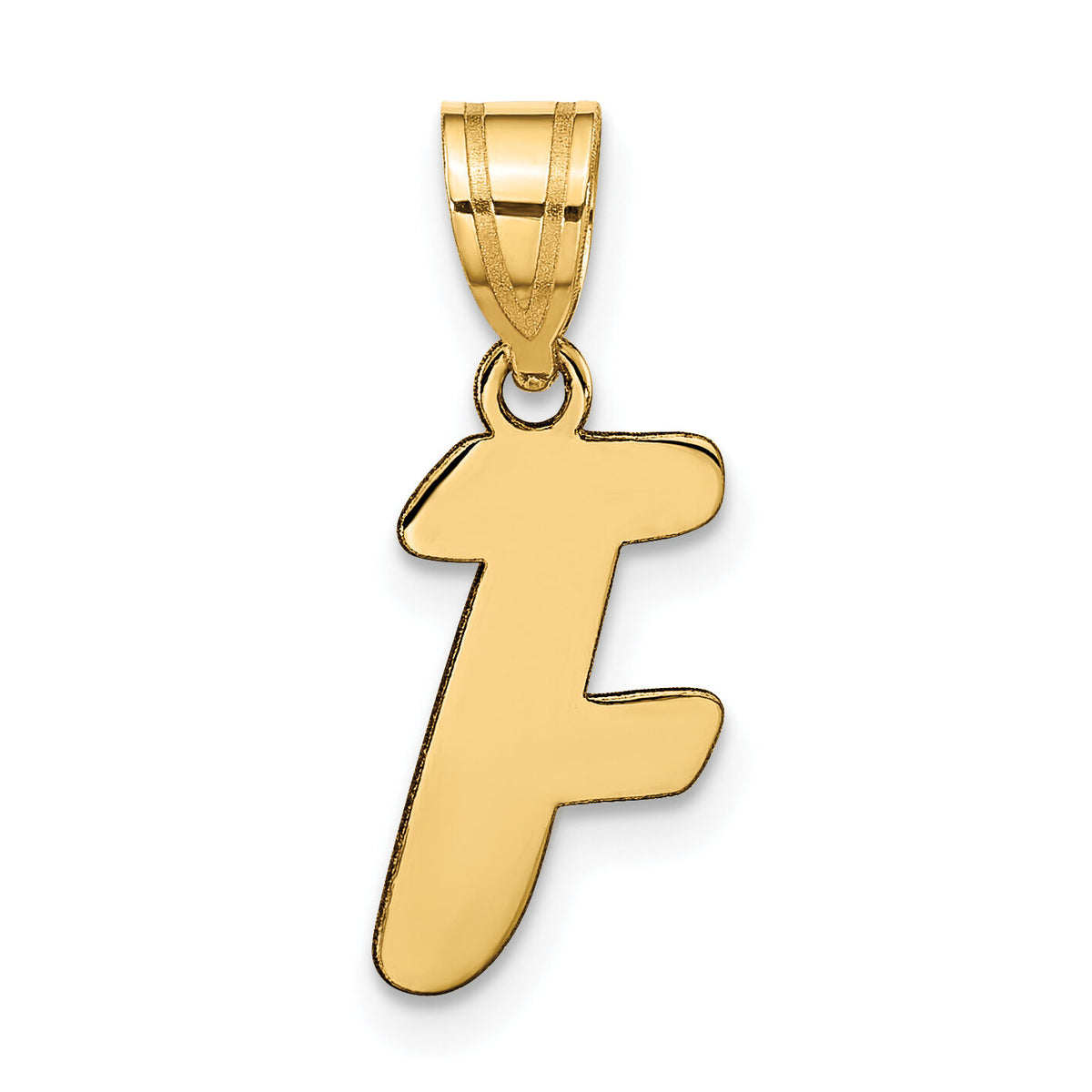 14k Polished Script Letter F Initial Pendant-YC1438F