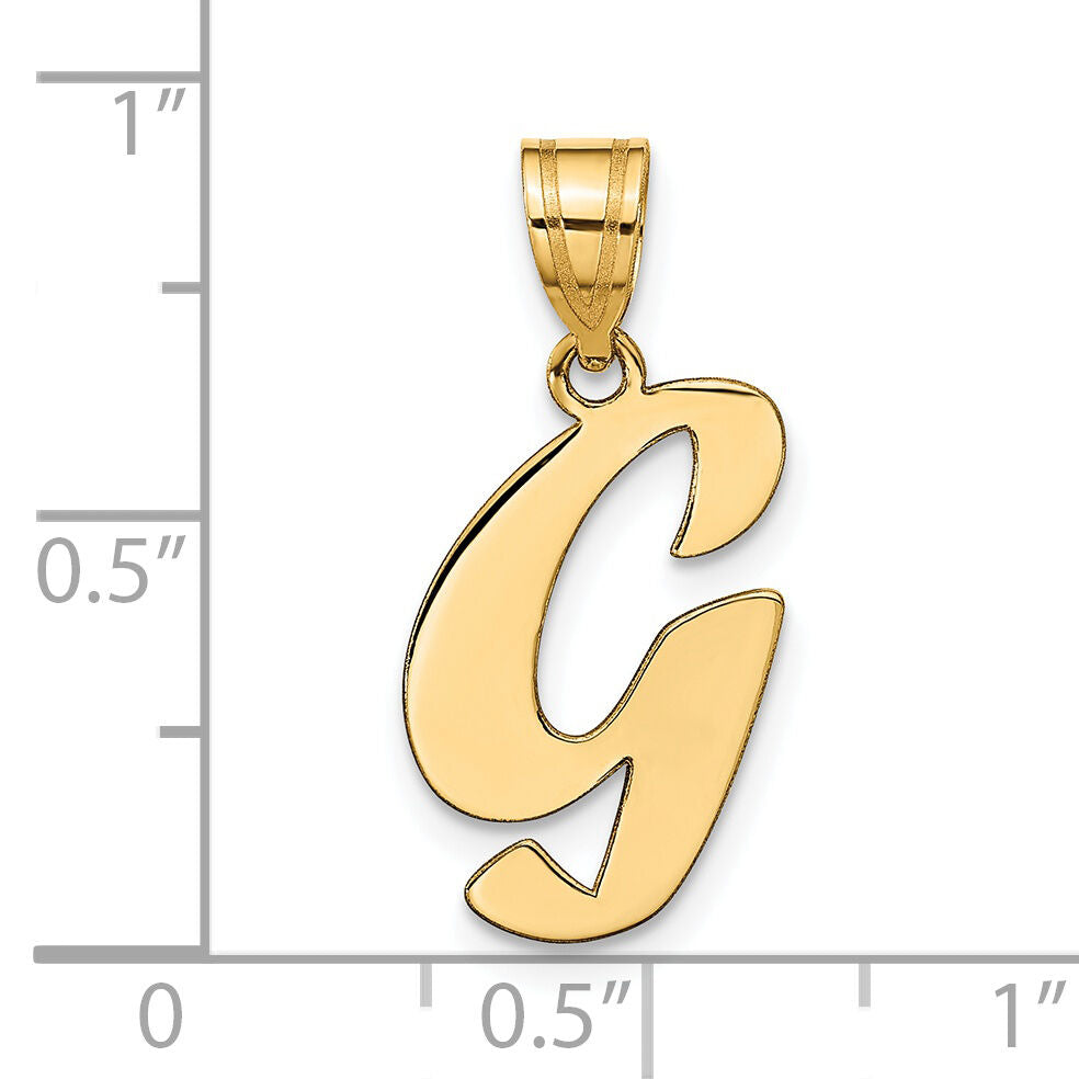 14k Polished Script Letter G Initial Pendant-YC1438G