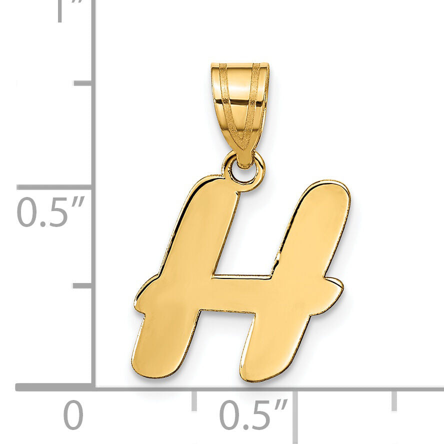 14k Polished Script Letter H Initial Pendant-YC1438H
