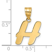 14k Polished Script Letter H Initial Pendant-YC1438H