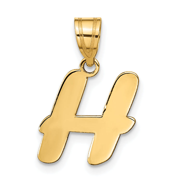 14k Polished Script Letter H Initial Pendant-YC1438H