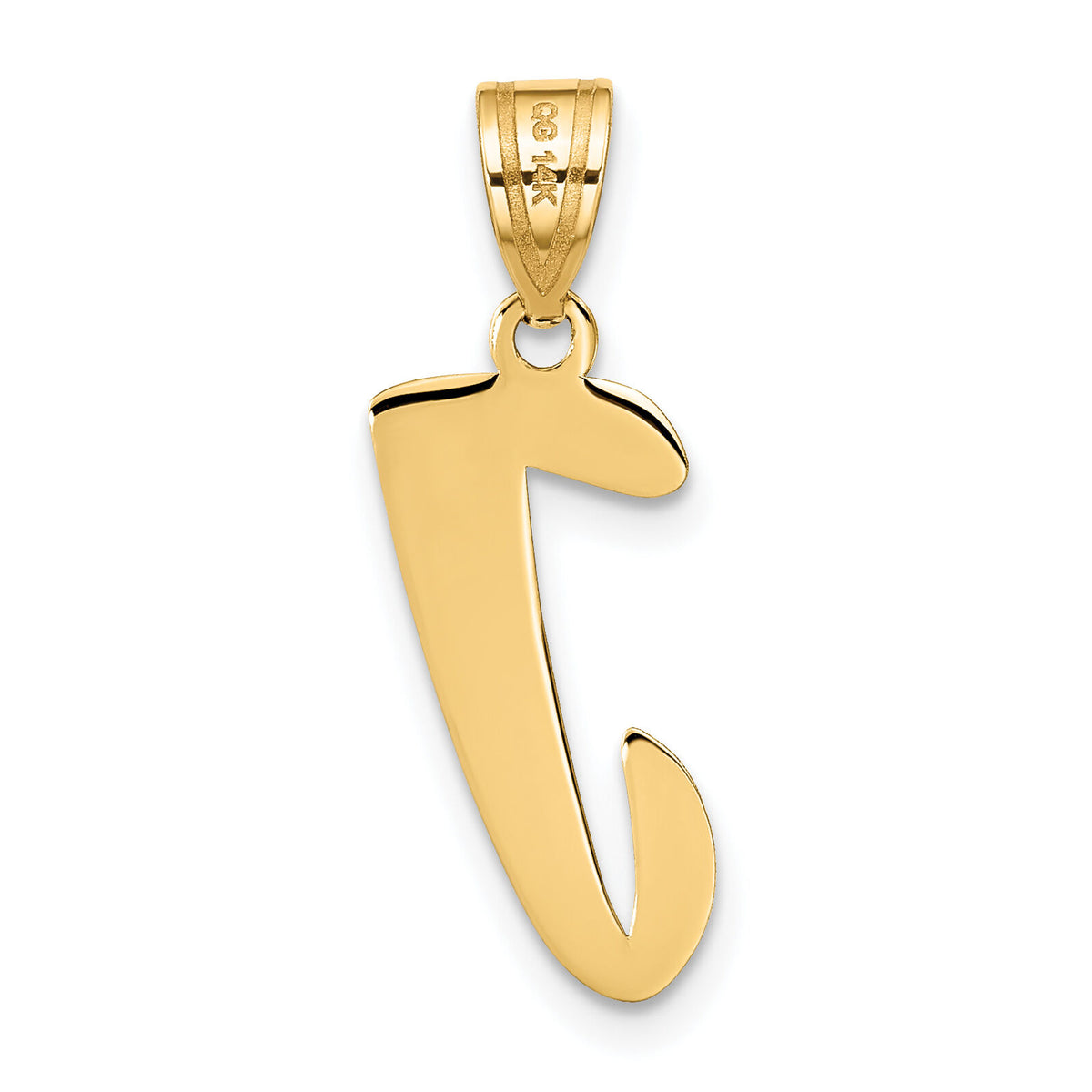 14k Polished Script Letter J Initial Pendant-YC1438J