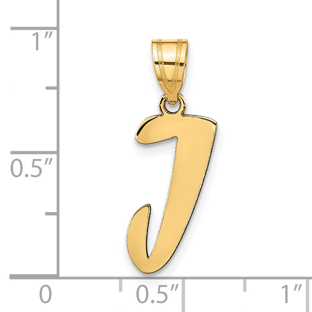 14k Polished Script Letter J Initial Pendant-YC1438J