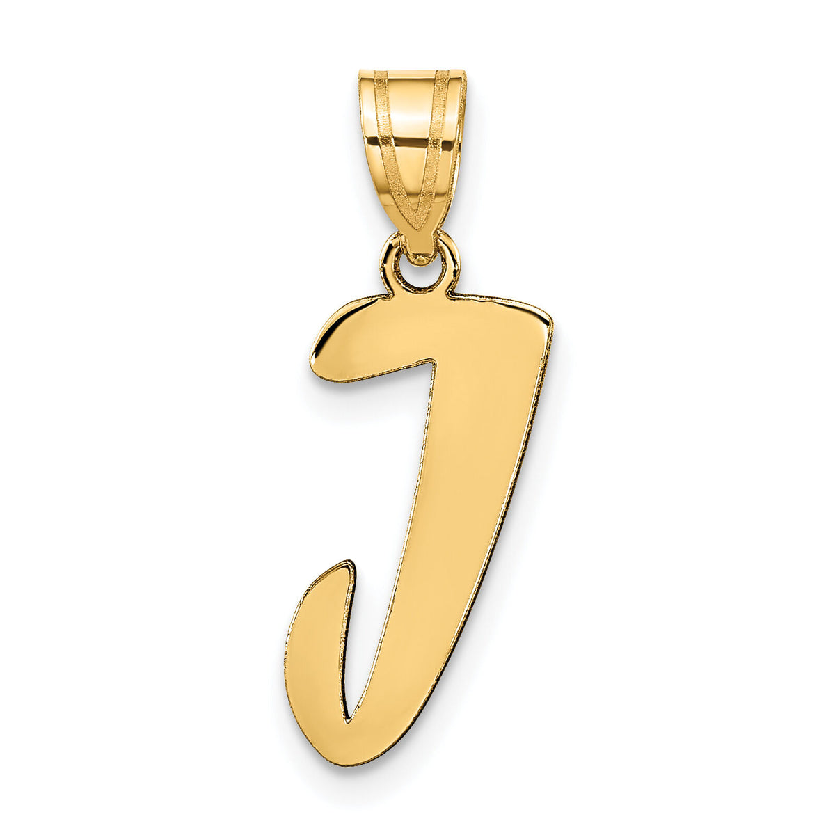 14k Polished Script Letter J Initial Pendant-YC1438J