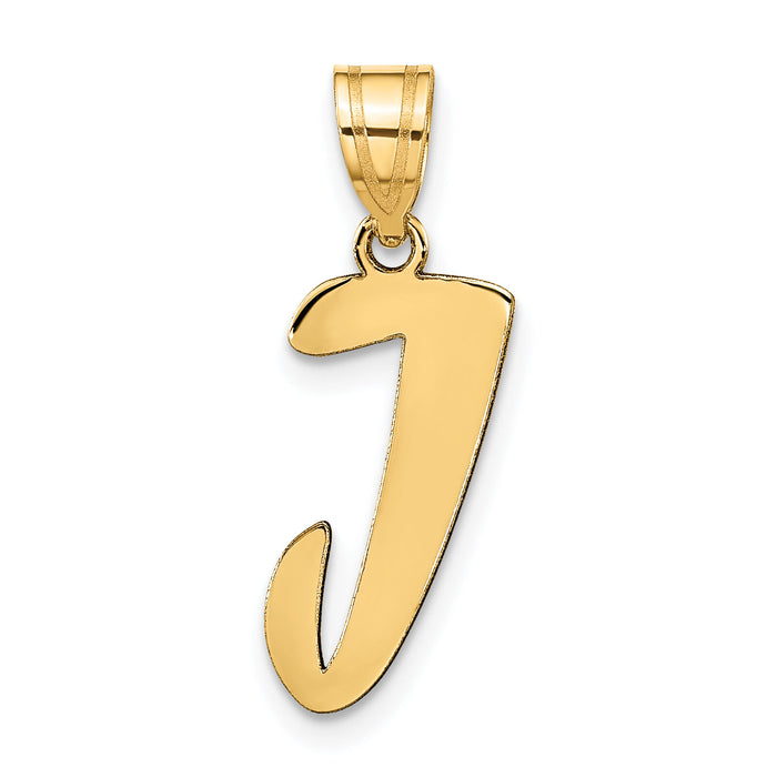 14k Polished Script Letter J Initial Pendant-YC1438J